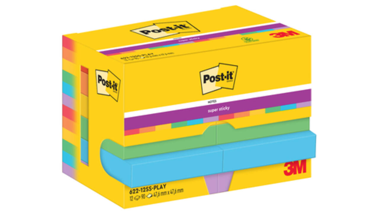 Memoblok Post-it 622 Super Sticky 47,6x47,6mm Playful