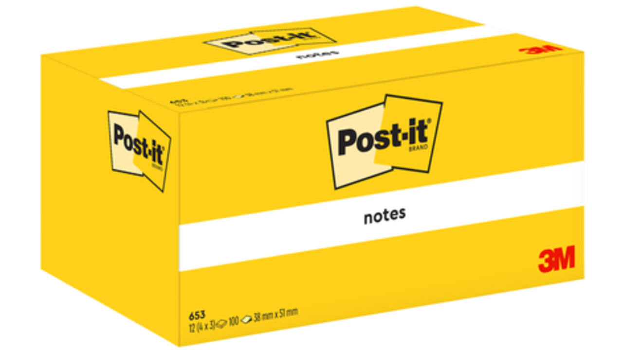 Memoblok Post-it 653 38x51mm geel