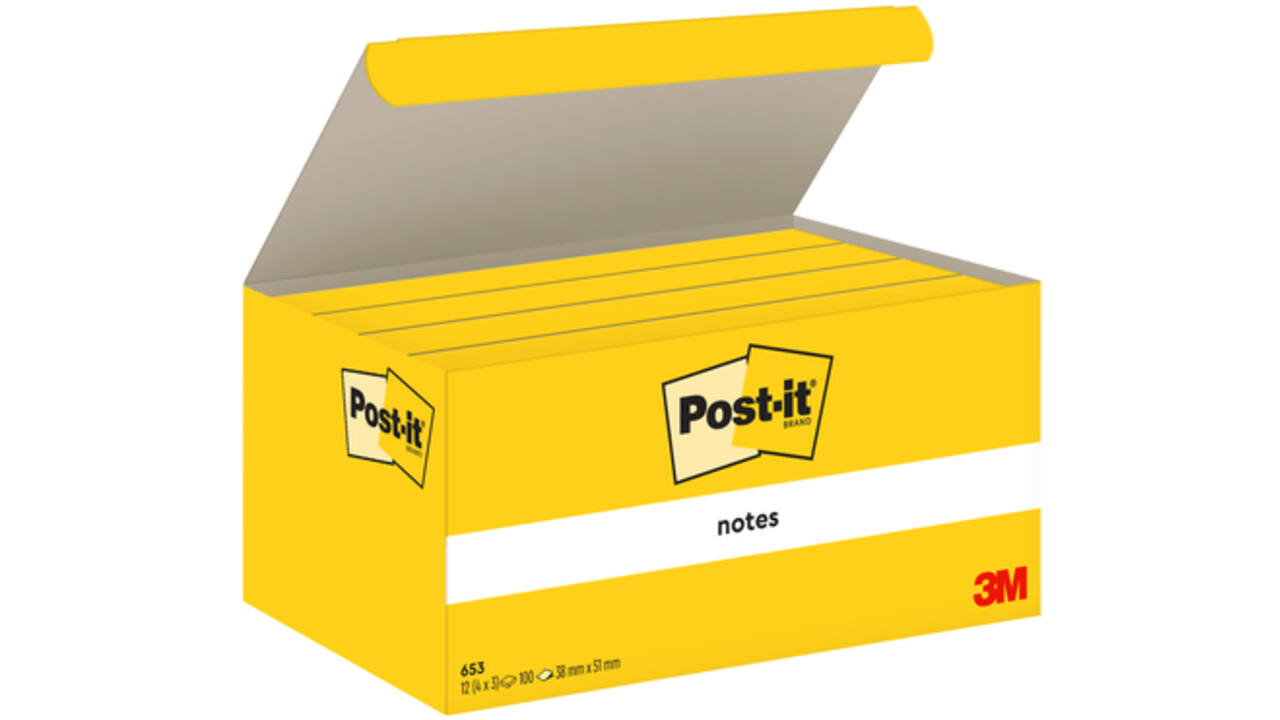 Memoblok Post-it 653 38x51mm geel