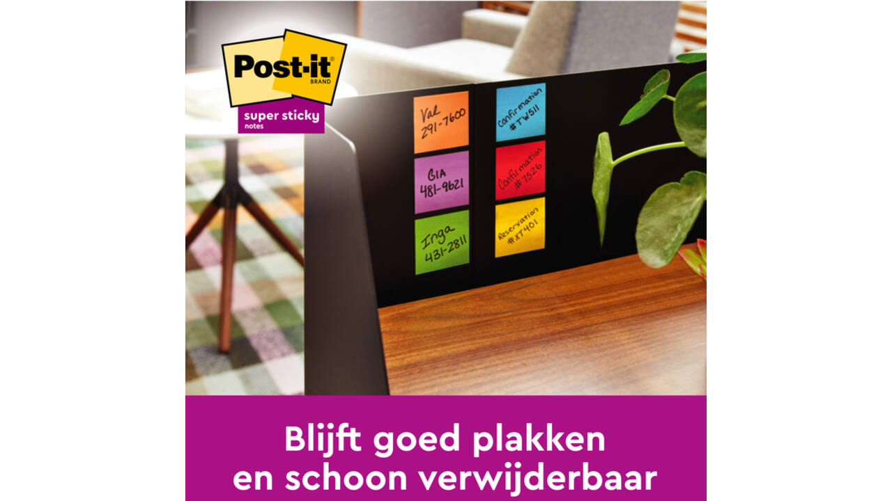 Memoblok Post-it 654 Super Sticky 76x76mm 90 vel rainbow