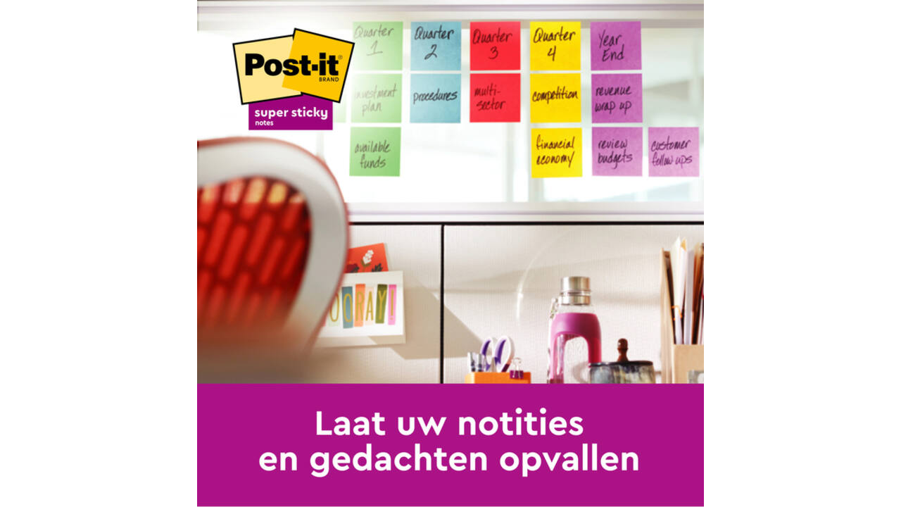 Memoblok Post-it 654 Super Sticky 76x76mm 90 vel rainbow