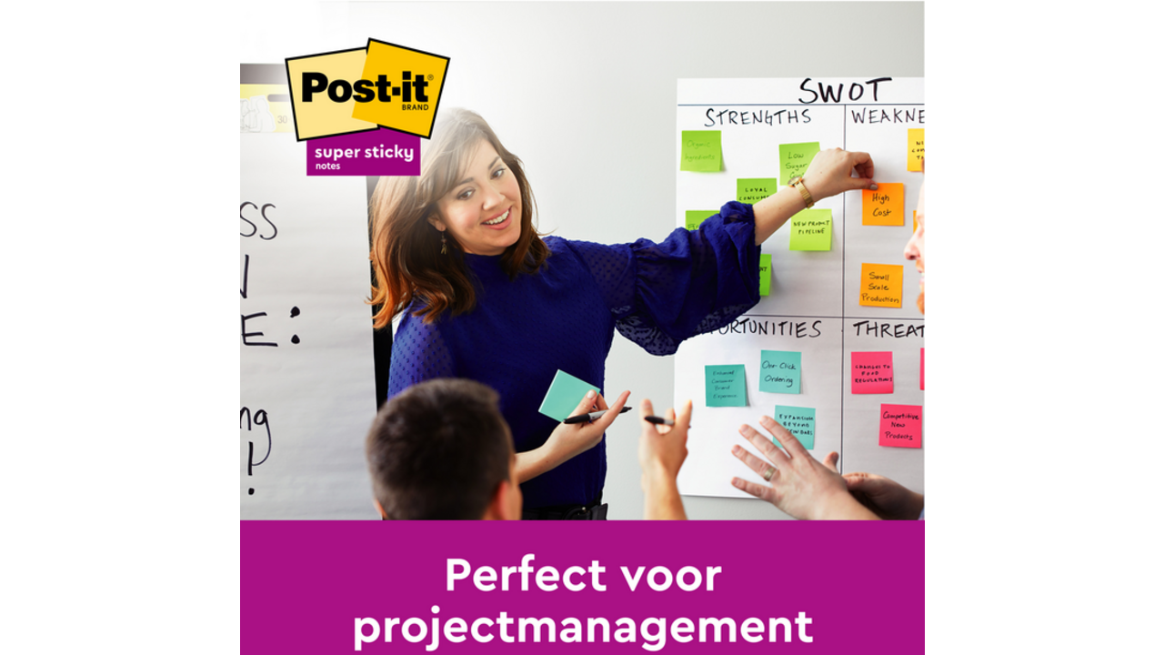 Memoblok Post-it 654 Super Sticky 76x76mm 90 vel rainbow