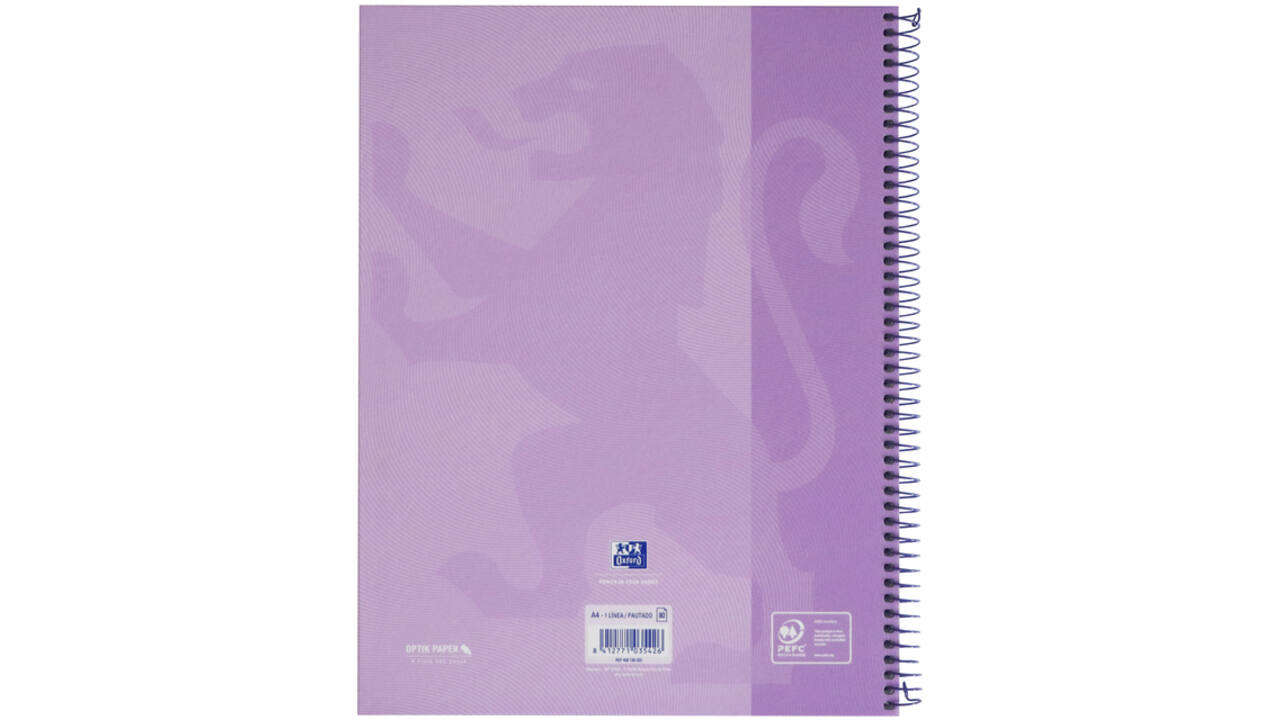 Notitieboek Oxford Touch Europeanbook A4+ 4-gaats lijn 80vel pastel paars