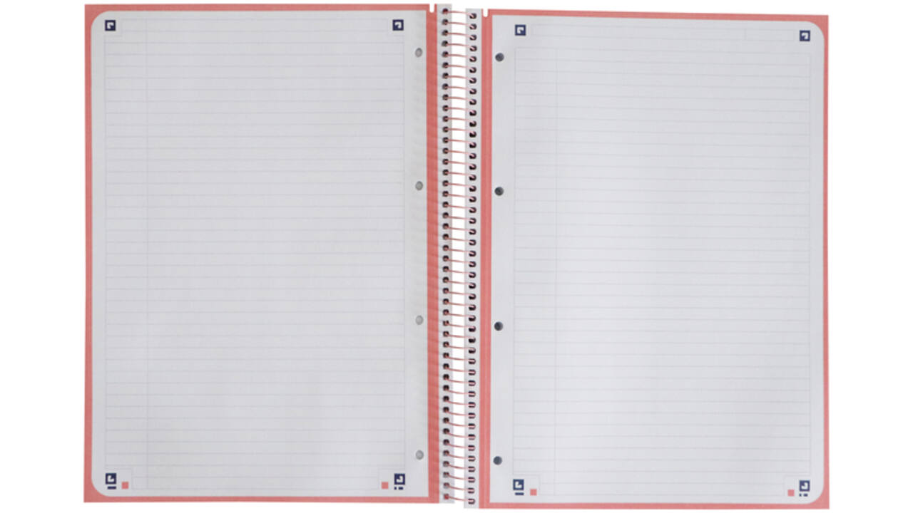 Notitieboek Oxford Touch Europeanbook A4+ 4-gaats lijn 80vel pastel roze