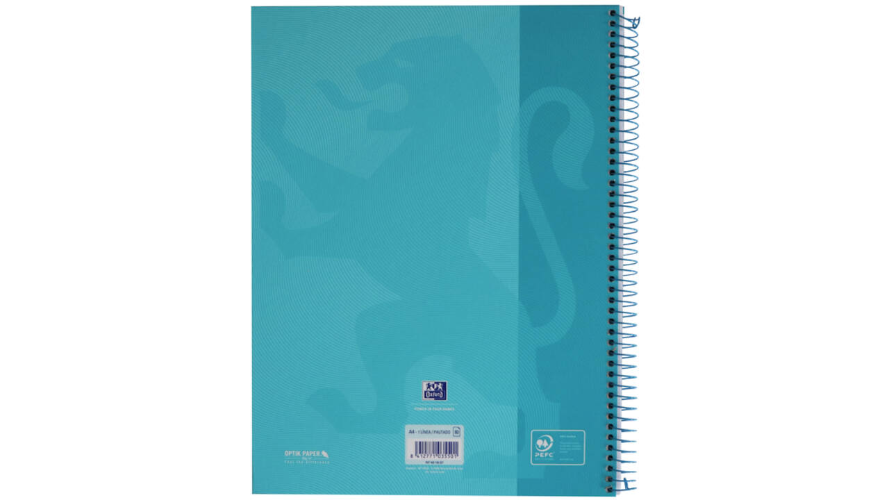 Notitieboek Oxford Touch Europeanbook A4+ 4-gaats lijn 80vel pastel blauw