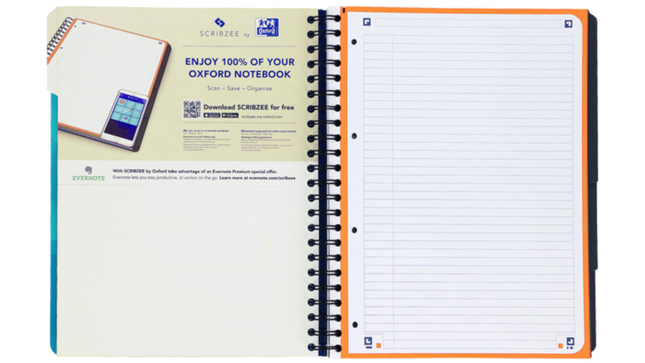 Projectboek Oxford School A4+ lijn 4-gaats 240 pagina's 80gr aqua