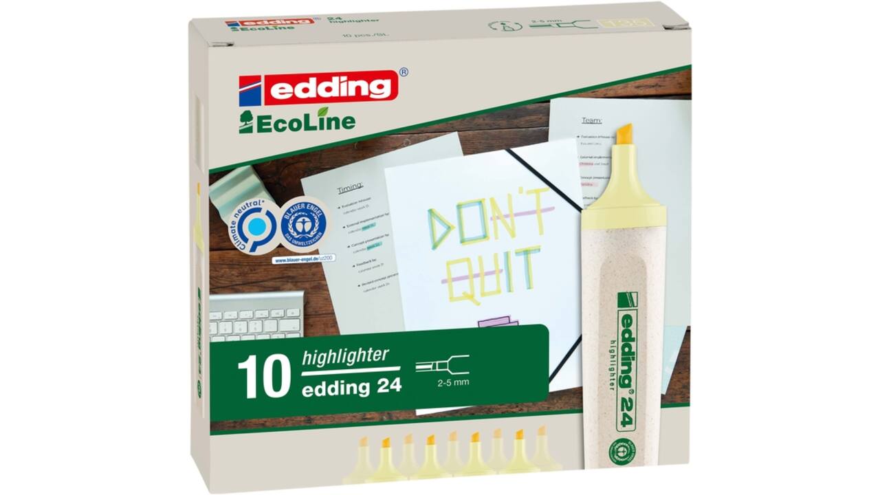 Markeerstift edding 24 Ecoline pastel geel
