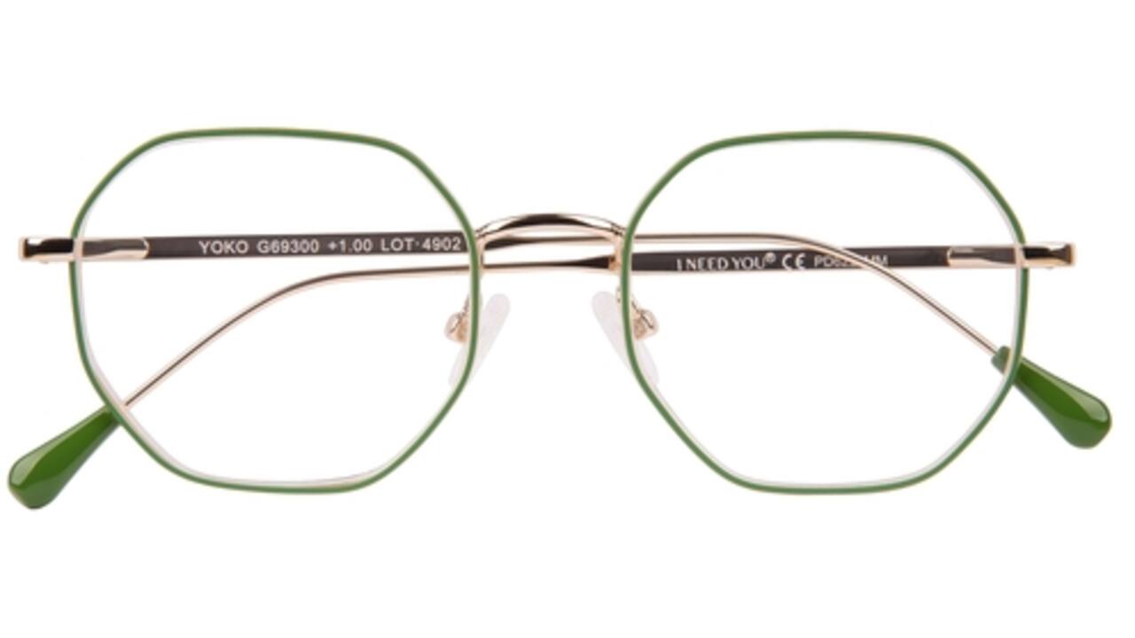 Leesbril I Need You +2.00 dpt Yoko groen-goud