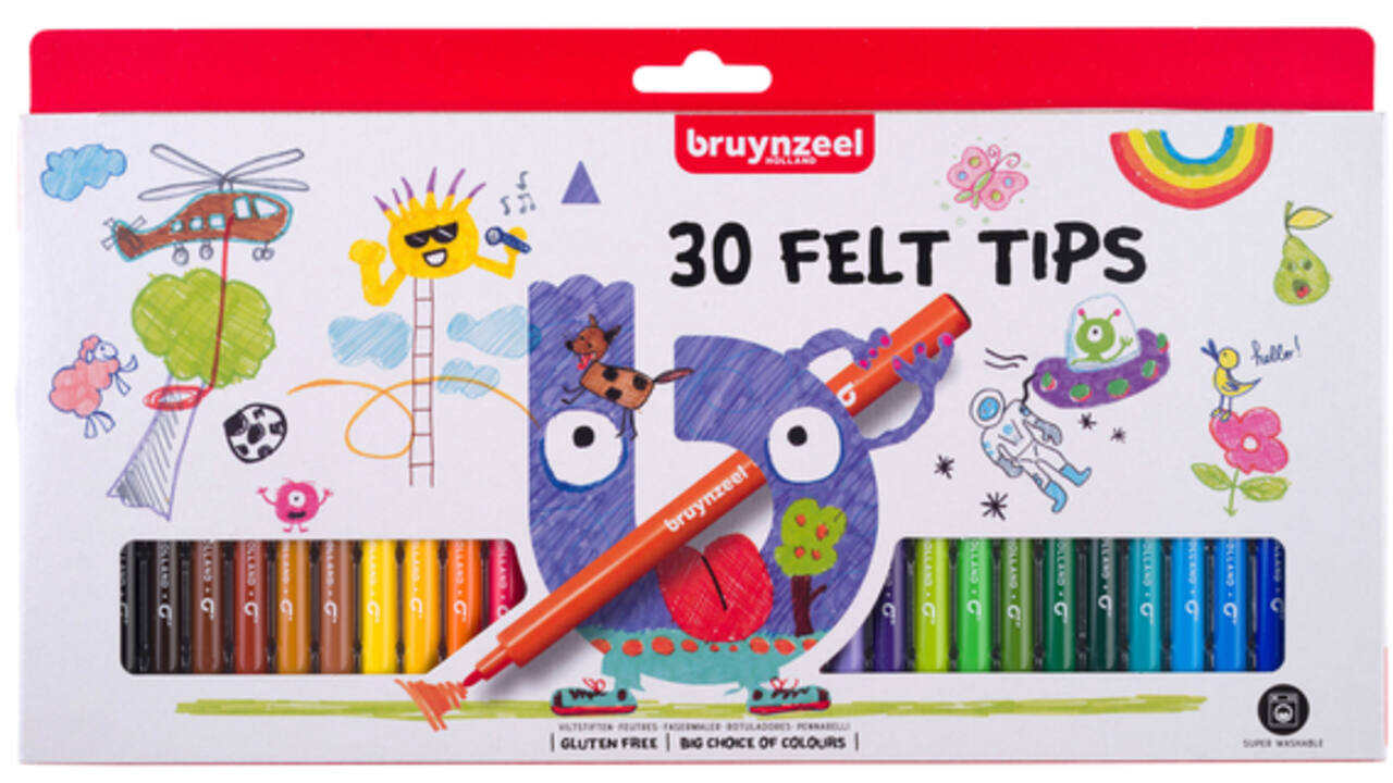 Viltstiften Bruynzeel set à 30 kleuren