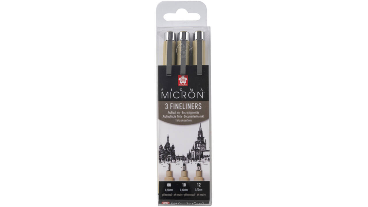 Fineliner Sakura Pigma Micron set à 3 schrijfbreedtes zwart