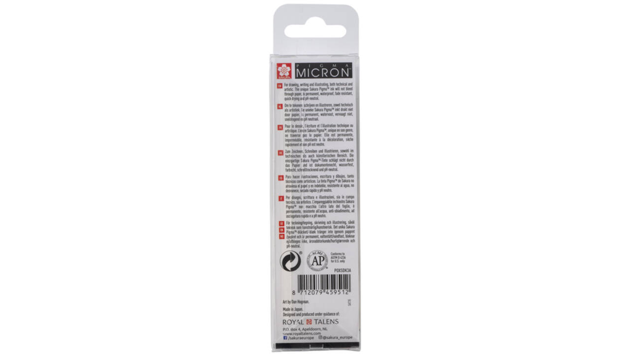 Fineliner Sakura Pigma Micron set à 3 schrijfbreedtes zwart