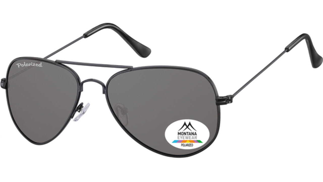 Zonnebril Montana met smoke gepolariseerd glas metaal zwart
