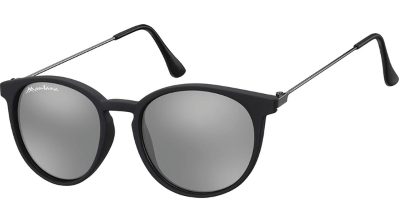 Zonnebril Montana met Revo rond spiegelglas mat zwart