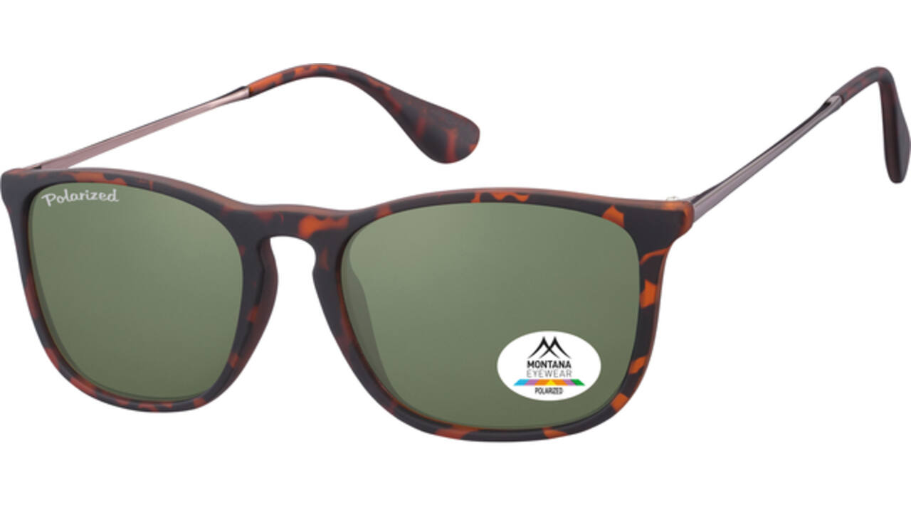 Zonnebril Montana met groen G15 gepolariseerd glas en metalen pootje turtle