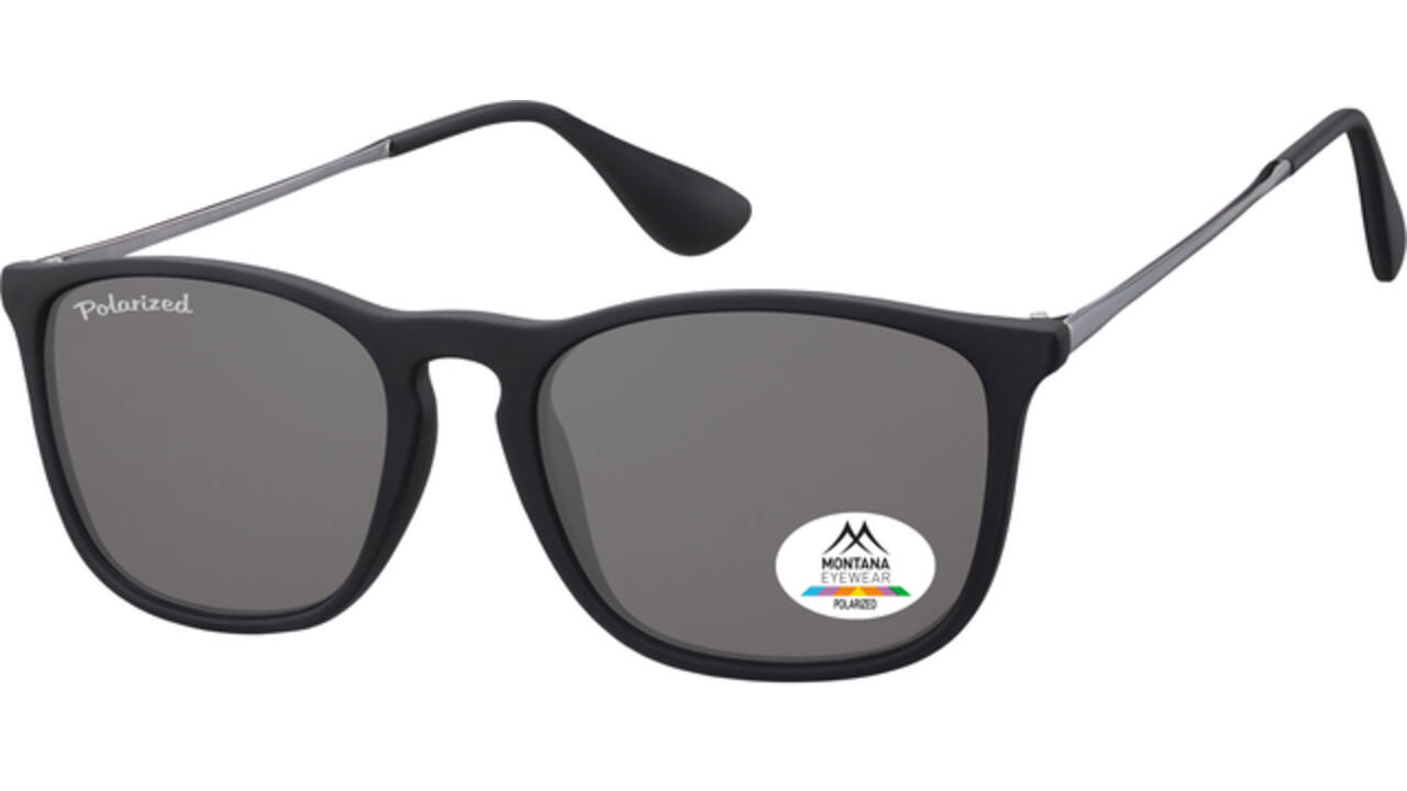 Zonnebril Montana met smoke gepolariseerd glas en metalen pootje zwart