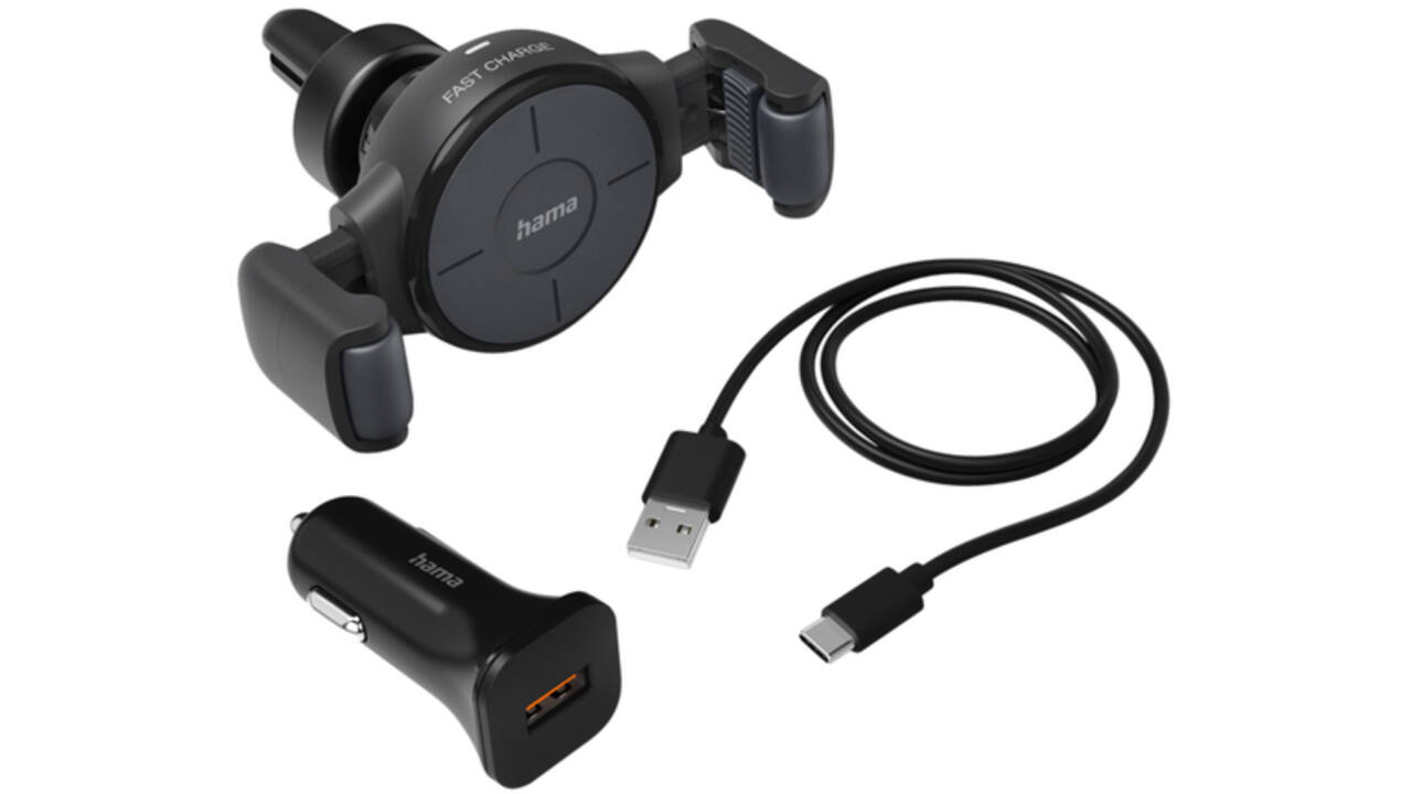 Autolader Hama draadloos QI-Charge 10W antraciet