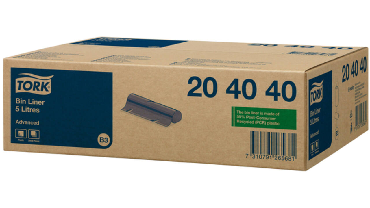 Afvalzak Tork B3 33x40cm 5 liter zwart rol à 50 stuks 204040