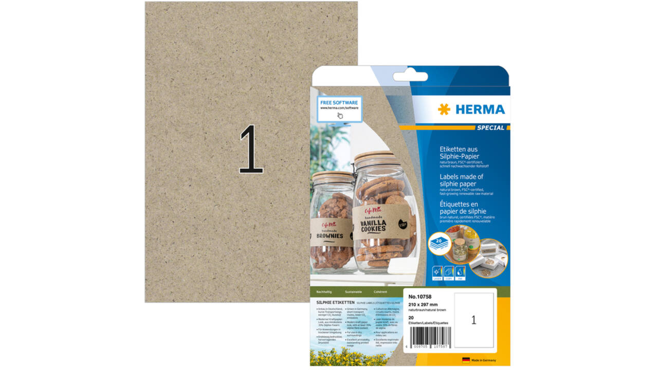 Etiket HERMA 10758 210 x 297 mm silphie bruin 20 stuks