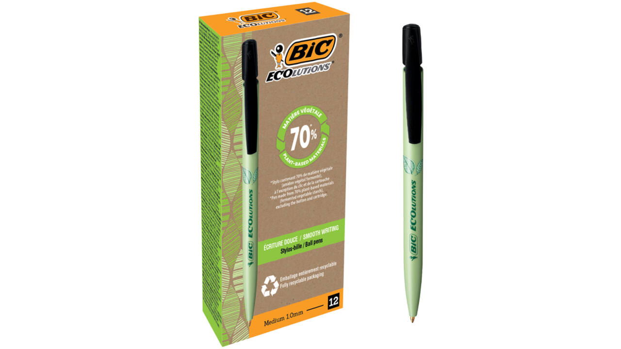 Balpen Bic Ecolutions media clic bio-based medium zwart