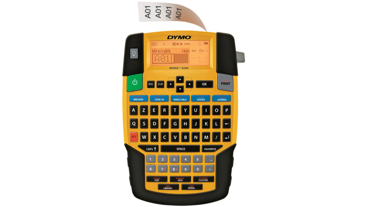Labelprinter Dymo Rhino 4200 industrieel azerty 19mm geel in koffer