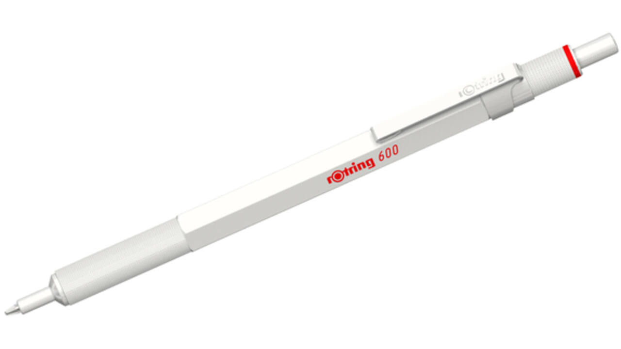 Balpen rOtring 600 parelmoer medium wit