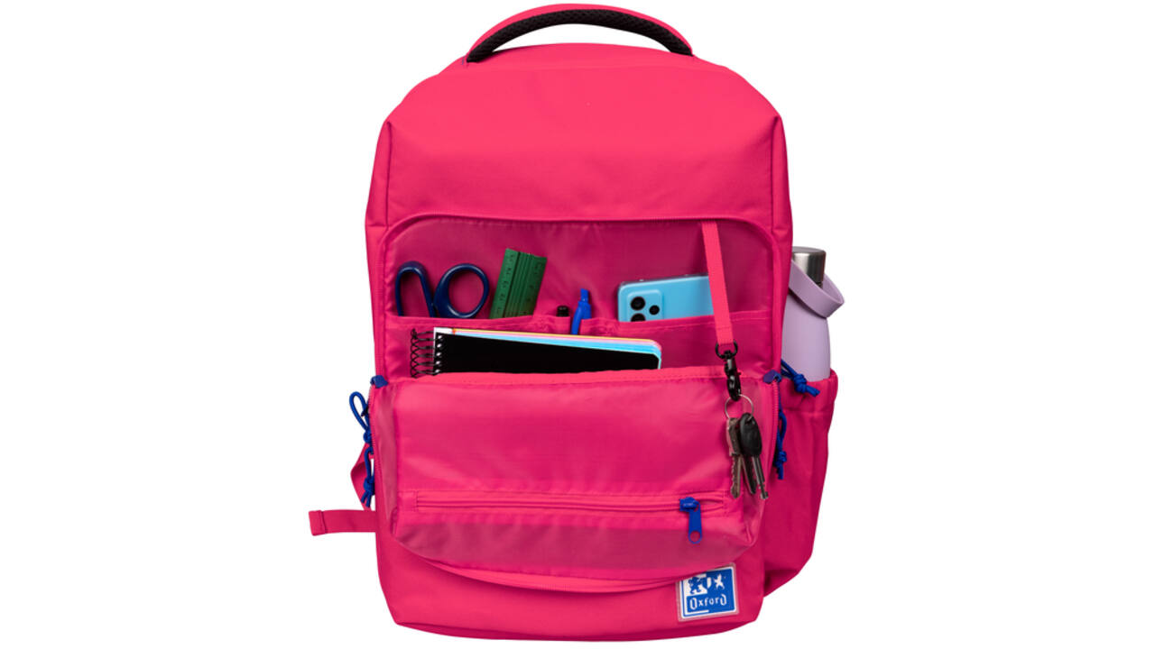 Rugzak Oxford 12 vakken roze