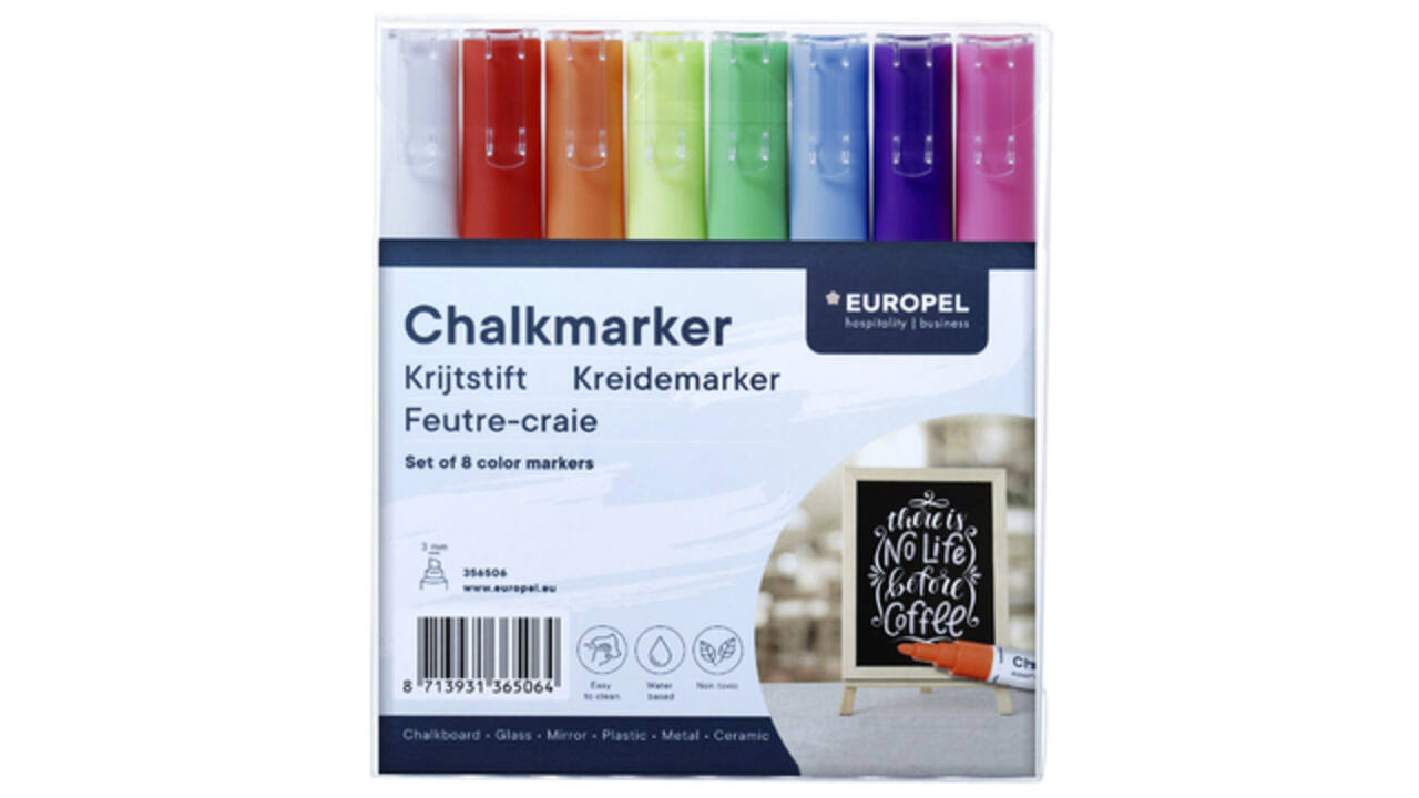 Krijtstift Europel 3mm assorti etui 8 stuks
