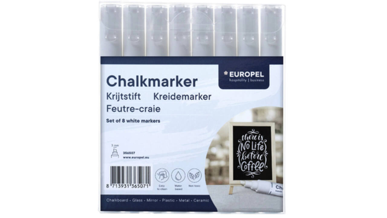 Krijtstift Europel 3mm wit etui 8 stuks