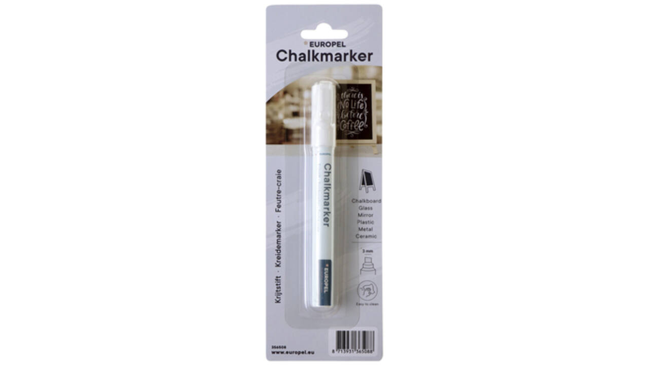 Krijtstift Europel 3mm wit blister 1 stuk