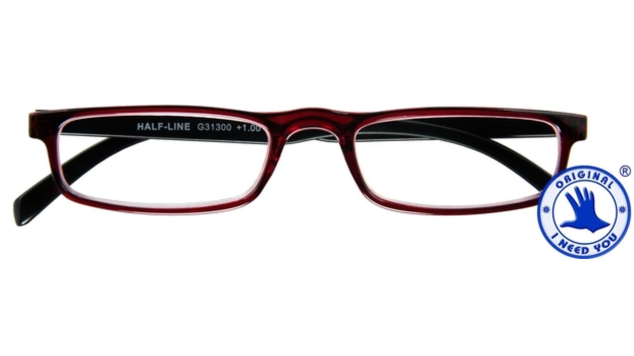 Leesbril I Need You +2.50 dpt Half-line rood