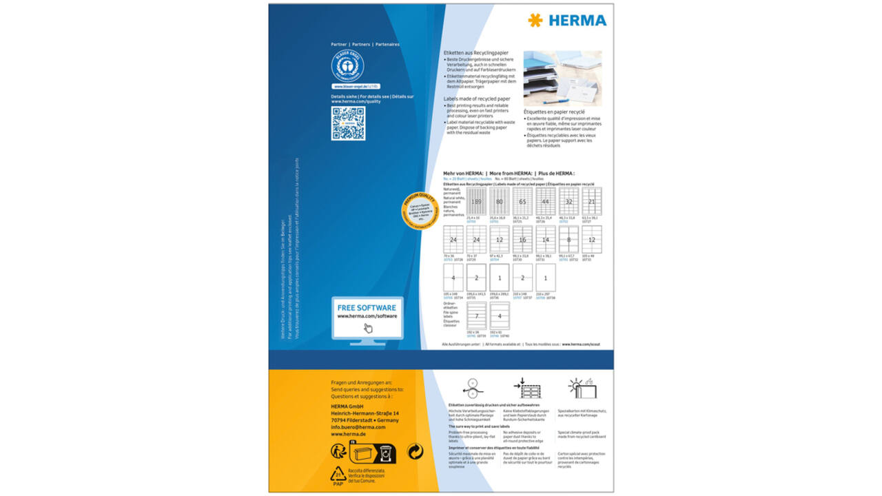 Etiket HERMA recycling 10728 70x36mm 1920stuks wit