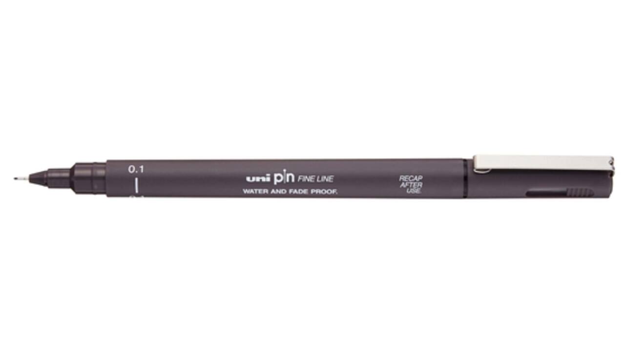 Fineliner Uni-ball Pin 0.1mm donkergrijs