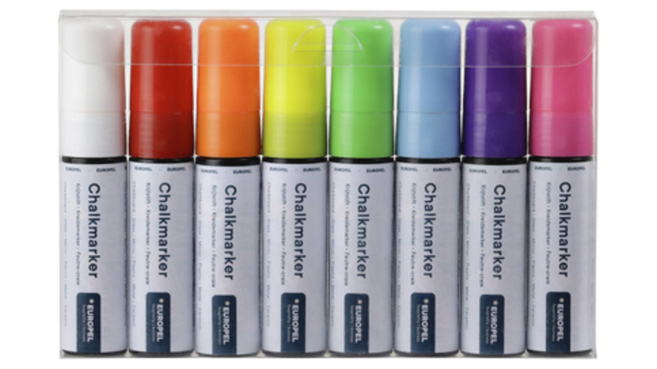Krijtstift Europel 15mm assorti etui 8 stuks