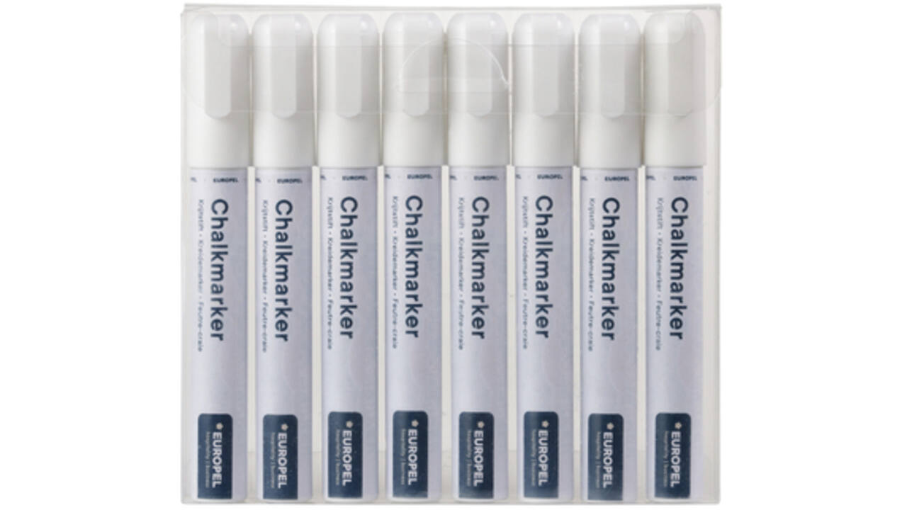 Krijtstift Europel 6mm wit etui 8 stuks