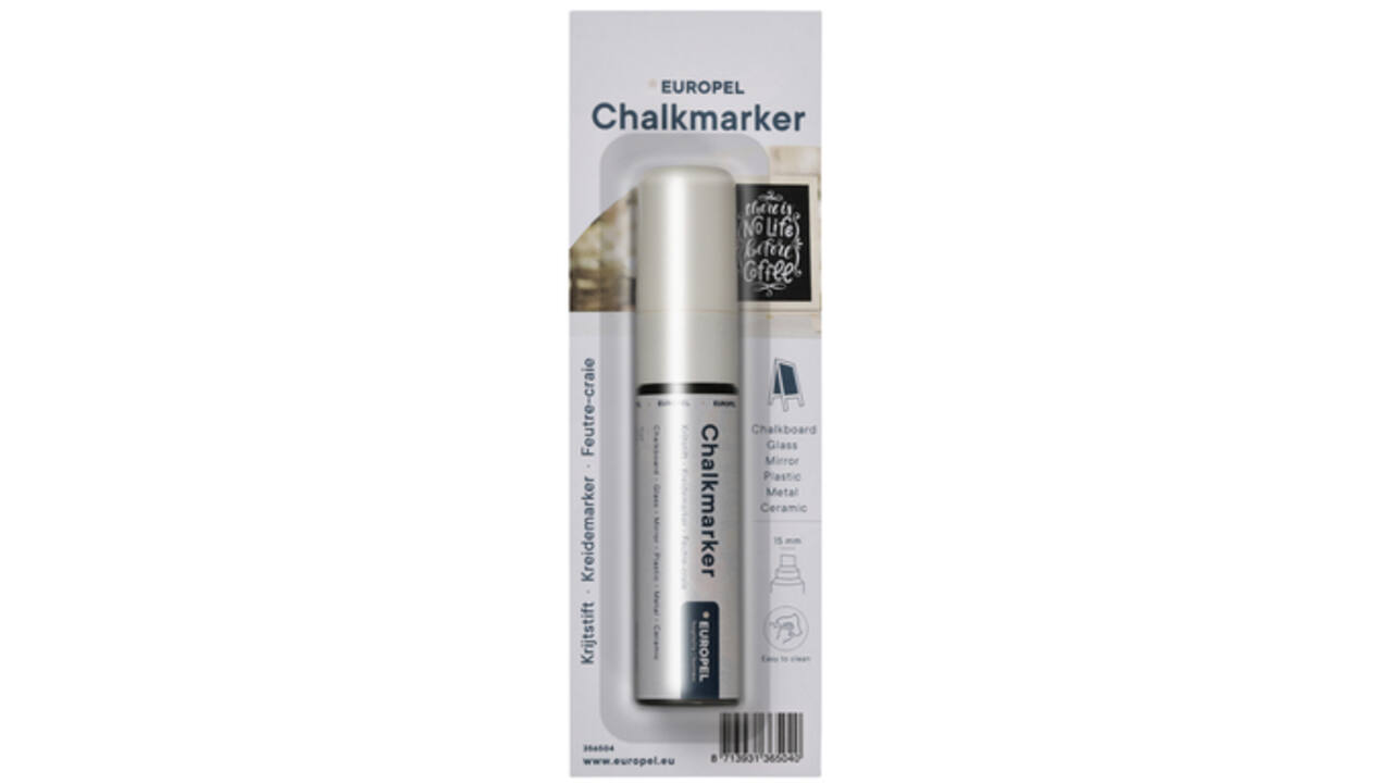 Krijtstift Europel 15mm wit blister 1 stuk