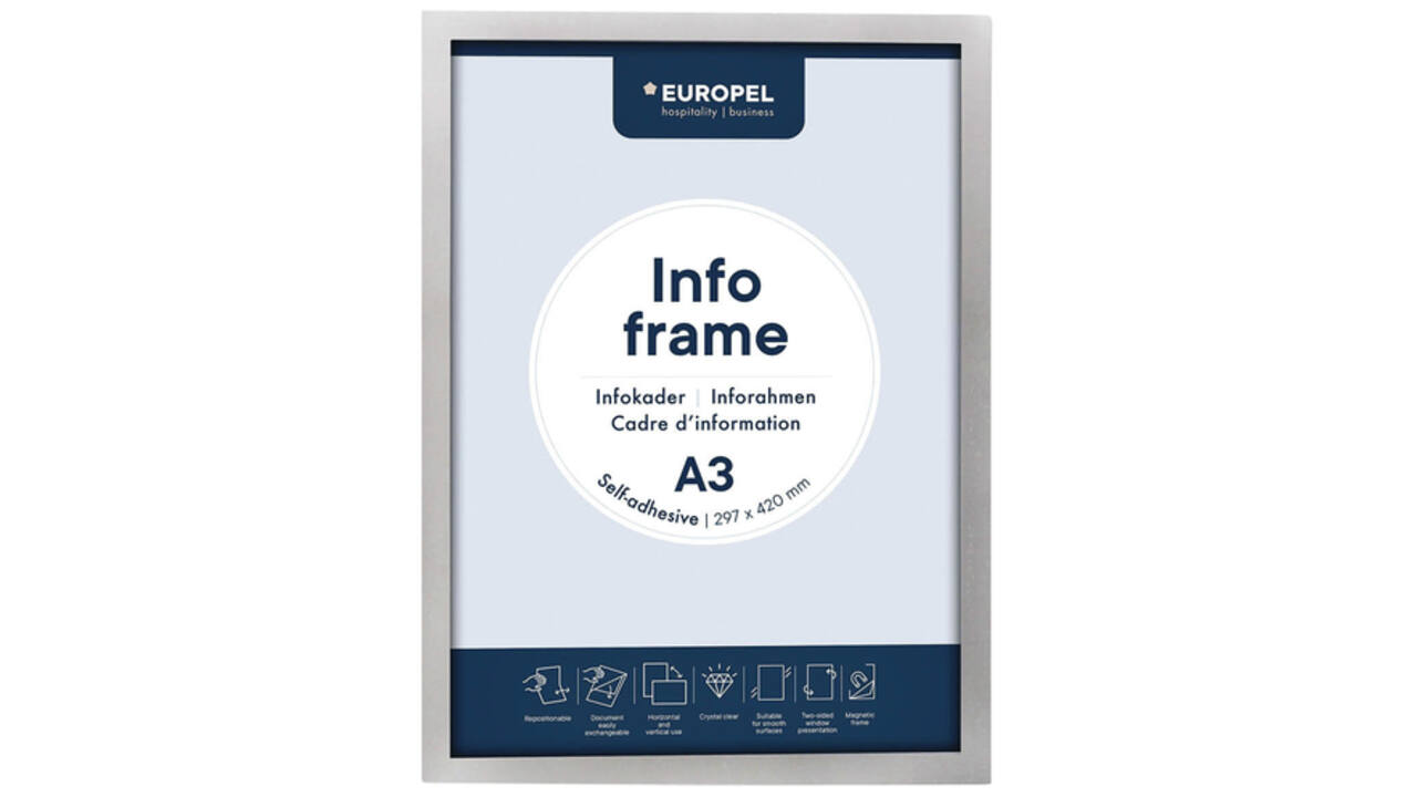 Infokader Europel zelfklevend A3 zilver