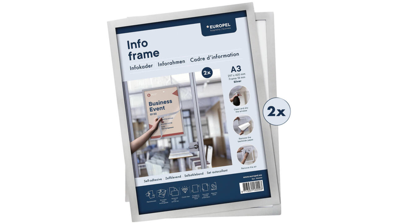 Infokader Europel zelfklevend A3 zilver