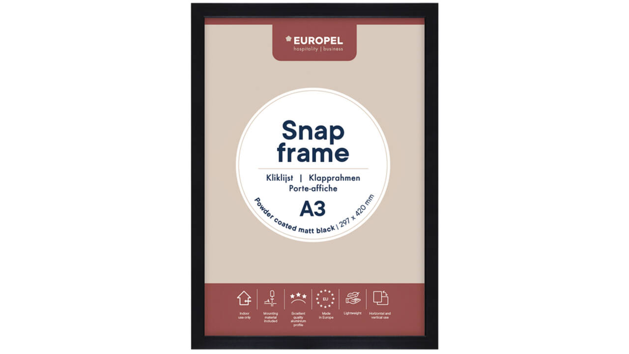 Kliklijst Europel A3 25mm mat zwart