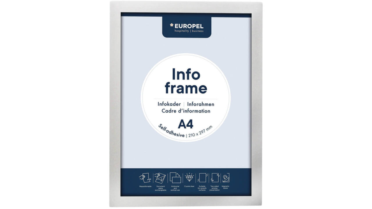 Infokader Europel zelfklevend A4 zilver