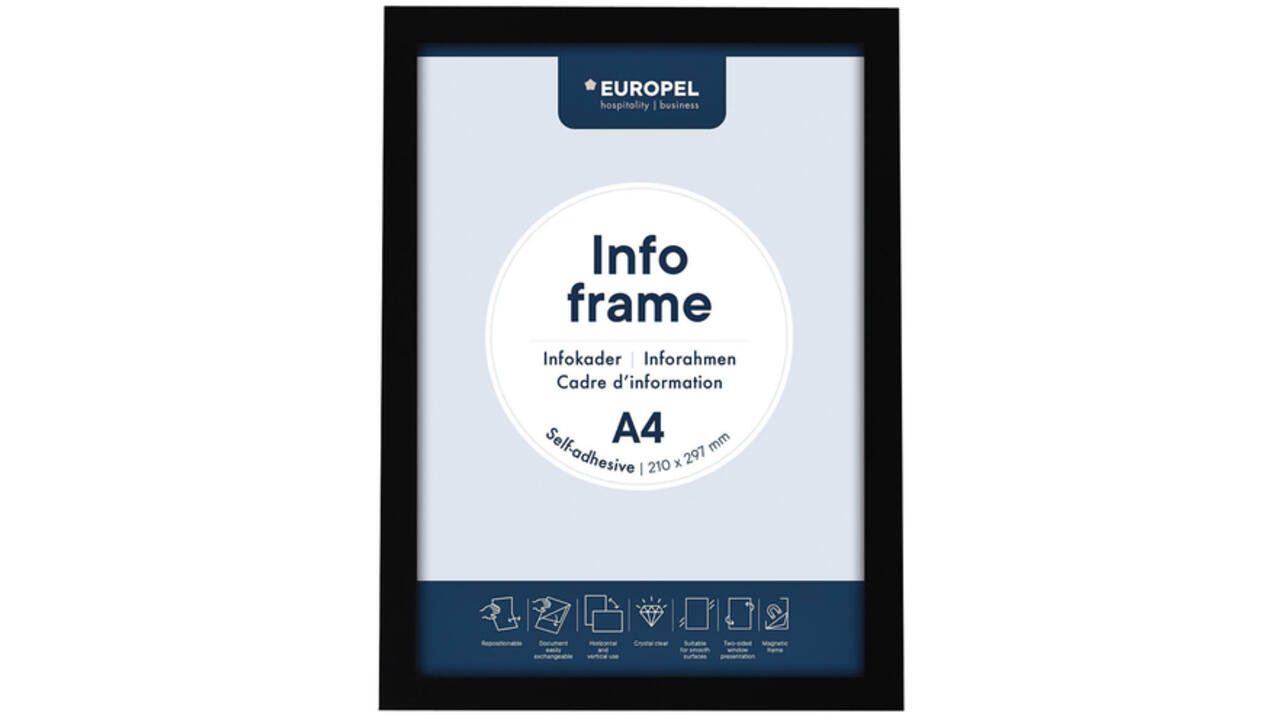 Infokader Europel zelfklevend A4 zwart