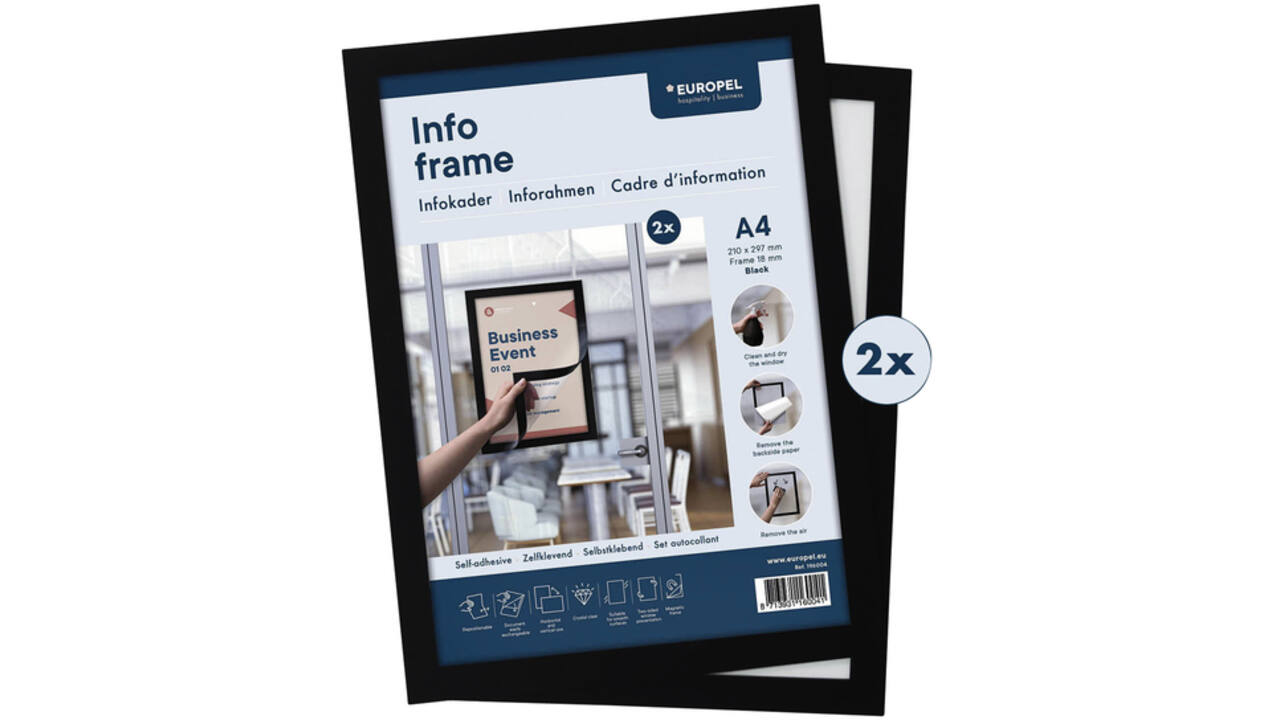 Infokader Europel zelfklevend A4 zwart