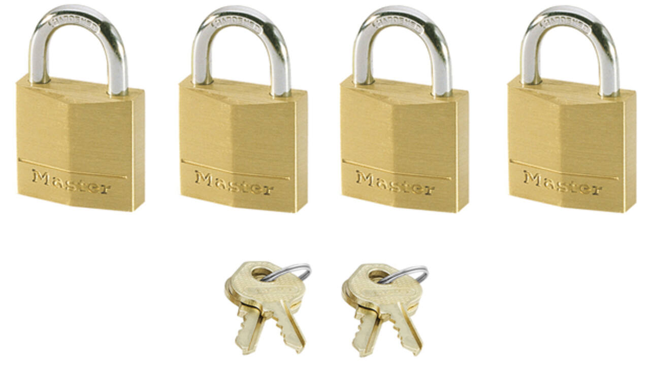 Hangslot MasterLock 4 gelijksluitend messing 20mm