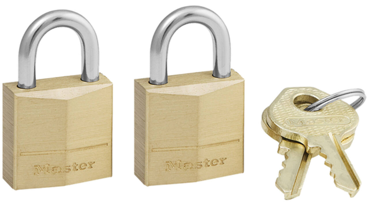 Hangslot MasterLock 2 gelijksluitend messing 20mm