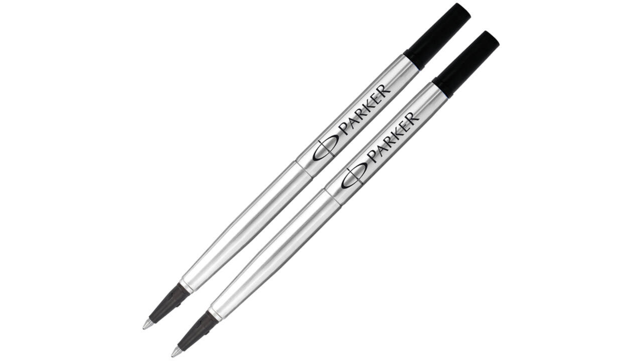 Rollerpenvulling Parker Quink medium zwart blister à 2 stuks
