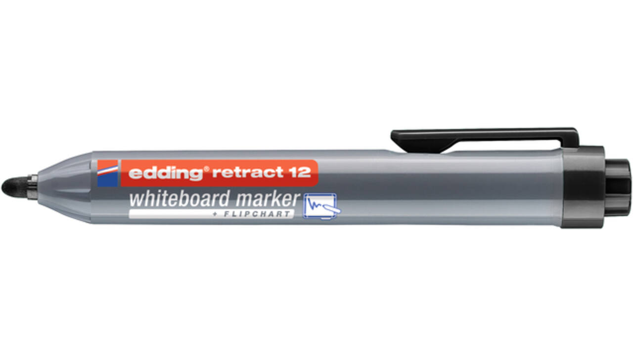 Viltstift edding 12 whiteboard drukknop rond 1.5-3mm zwart