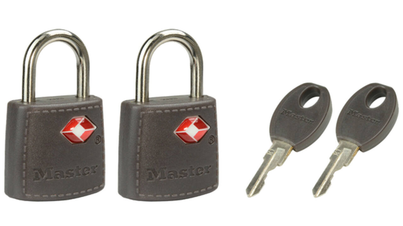 Hangslot Masterlock 2 gelijksluitend ABS cover TSA assorti in willekeurige kleur 30mm