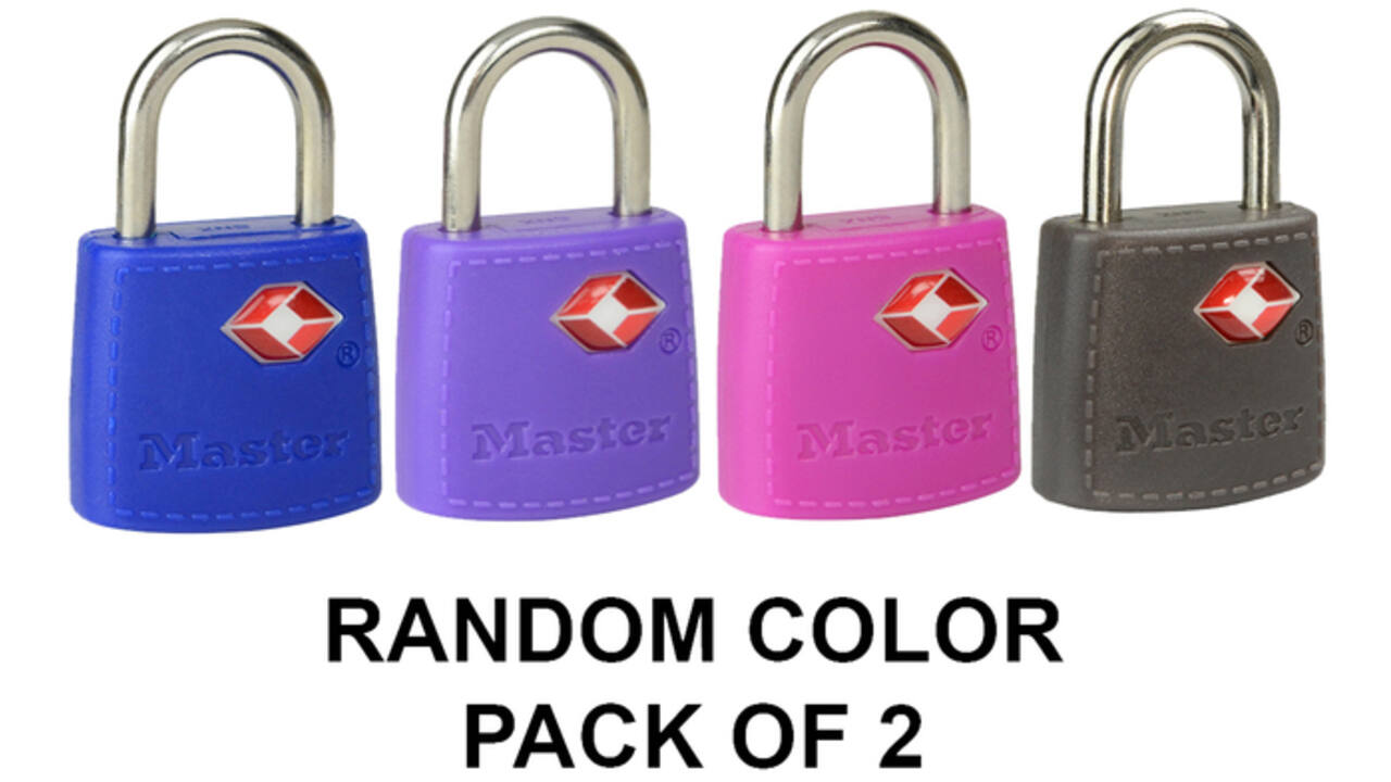Hangslot Masterlock 2 gelijksluitend ABS cover TSA assorti in willekeurige kleur 30mm