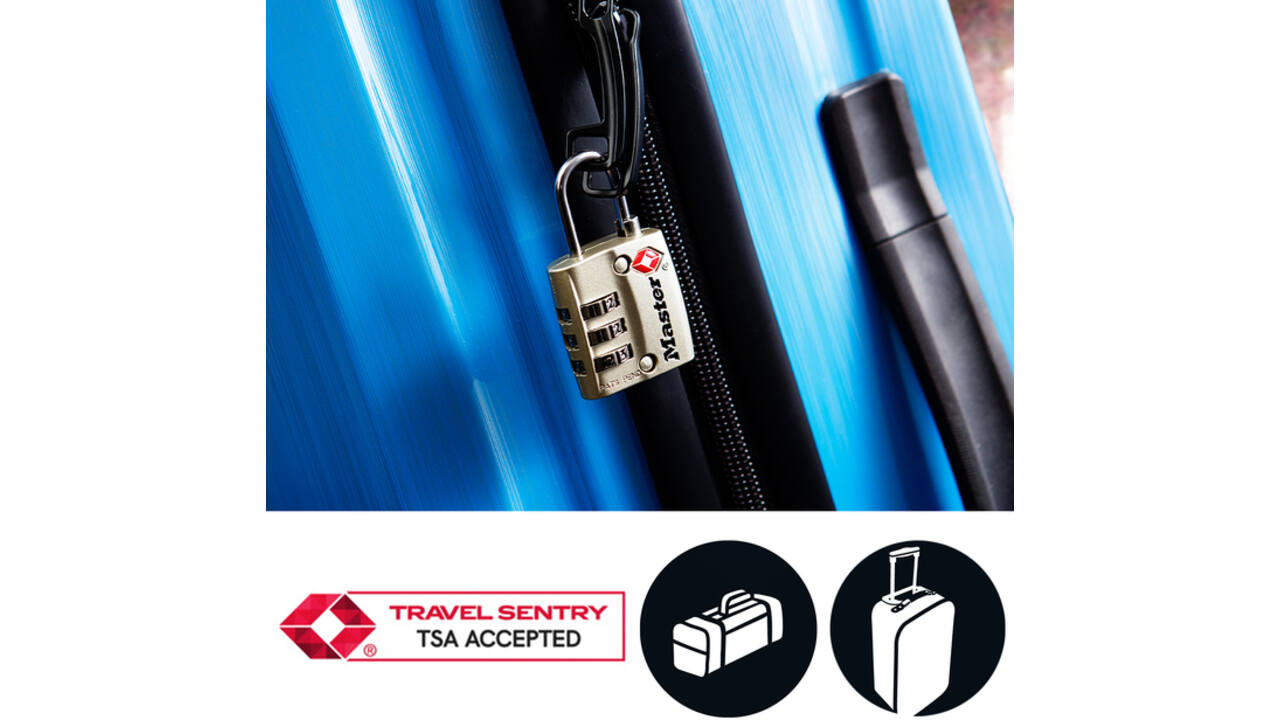 Hangslot Masterlock 3-cijfer combinatie TSA nikkel 30mm