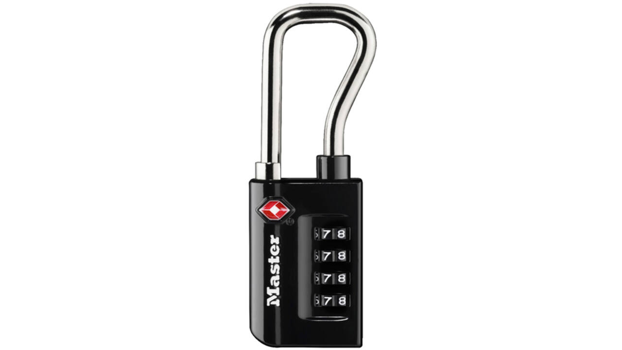 Hangslot Masterlock 4-cijfer combinatie TSA lange beugel zwart 35mm