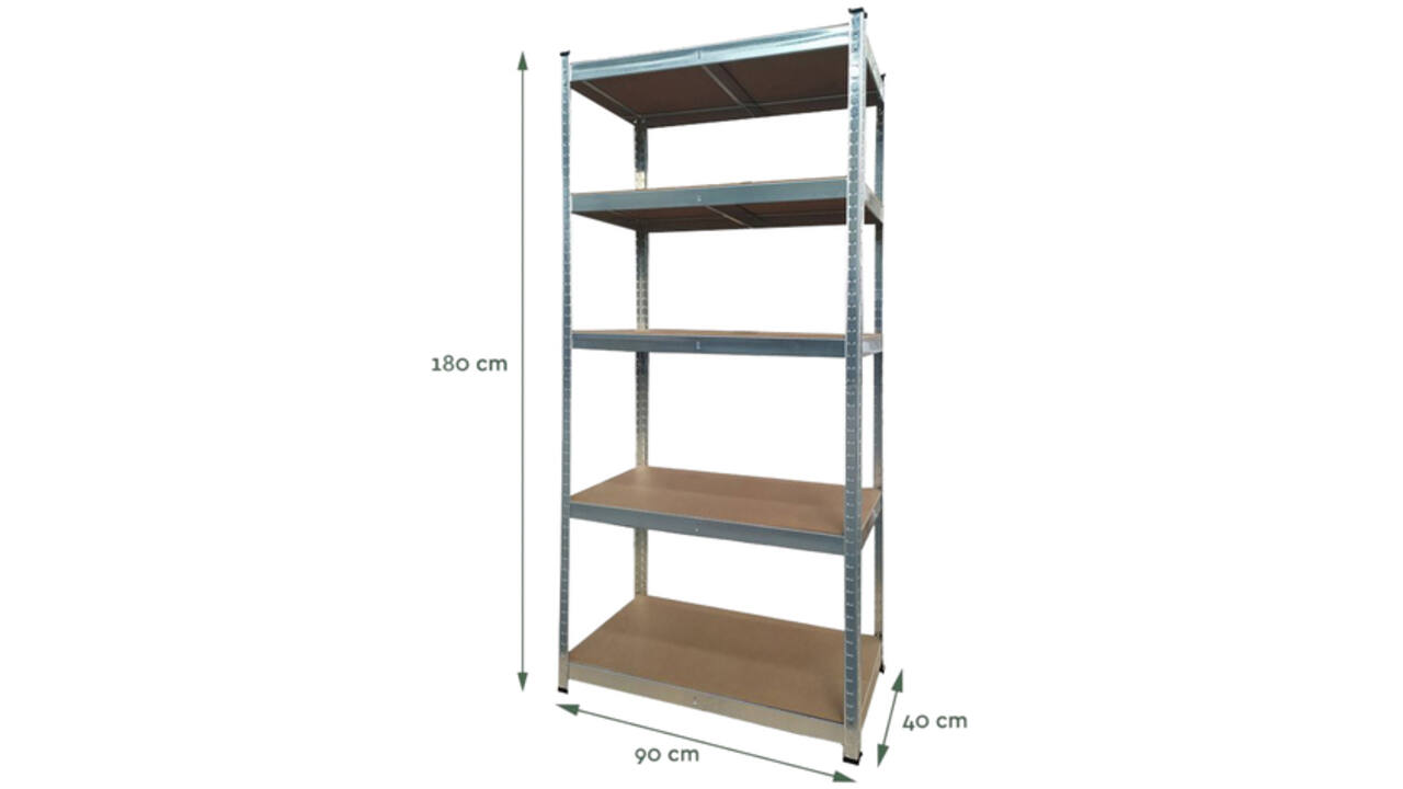 Stellingkast BRASQ 5 borden 90x40x180cm SU175 max 875 KG zilver